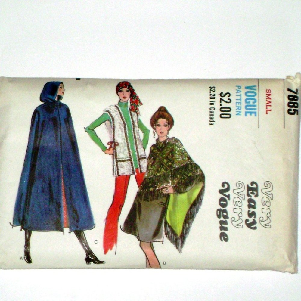 VTG Uncut VOGUE Sewing Pattern BOHO Cape Vest Wrap Shawl